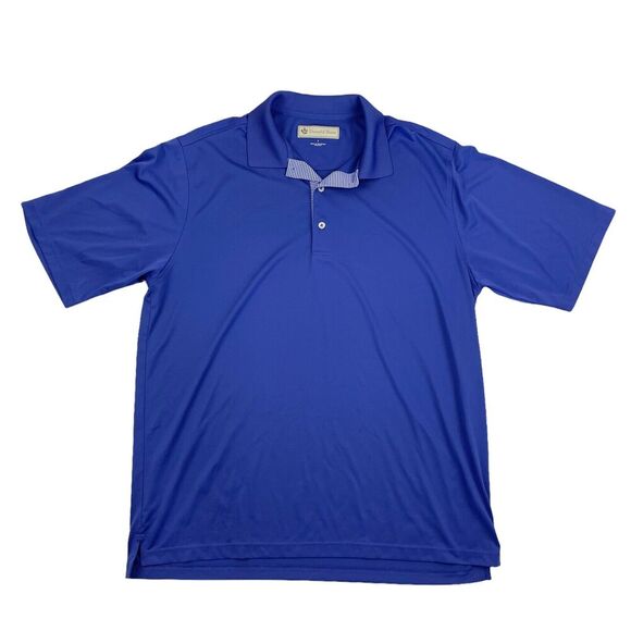 Donald Ross Purple Polo Shirt Golf S/S 100% Polyester Striped Collar Size Large - Picture 1 of 7